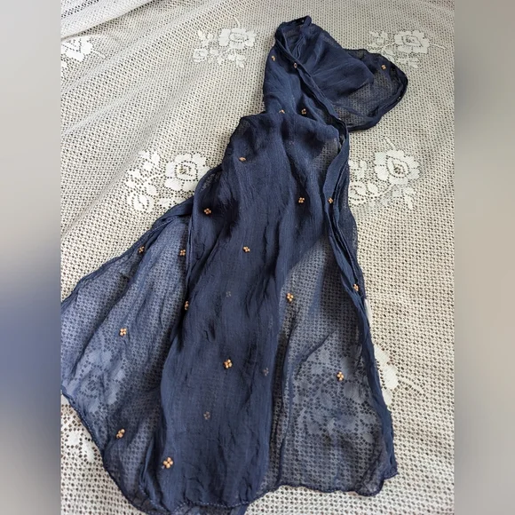 Vintage Silk & Gauze Scarf Collection | Navy & Paisley Duo - Picture 2 of 3